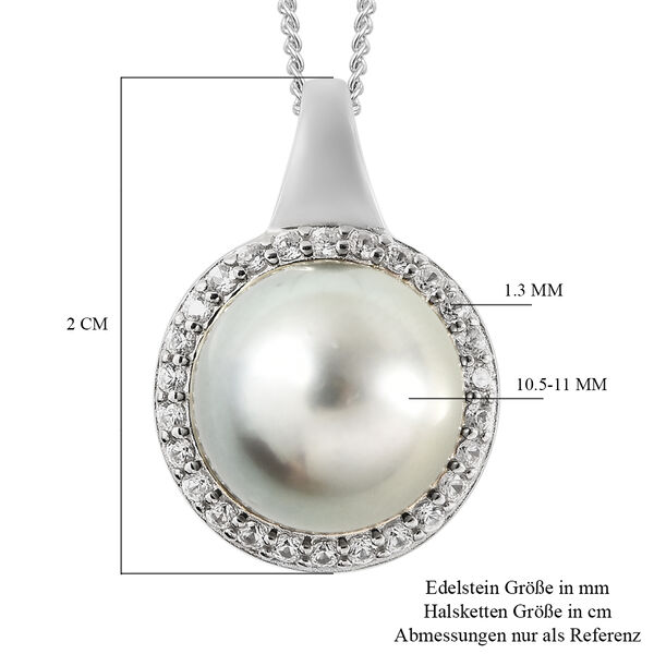 Tahiti Perle (10,5-11 mm) und Zirkon Anhänger mit Kette 45 cm 925 Silber rhodiniert ca. 0,33 ct image number 5
