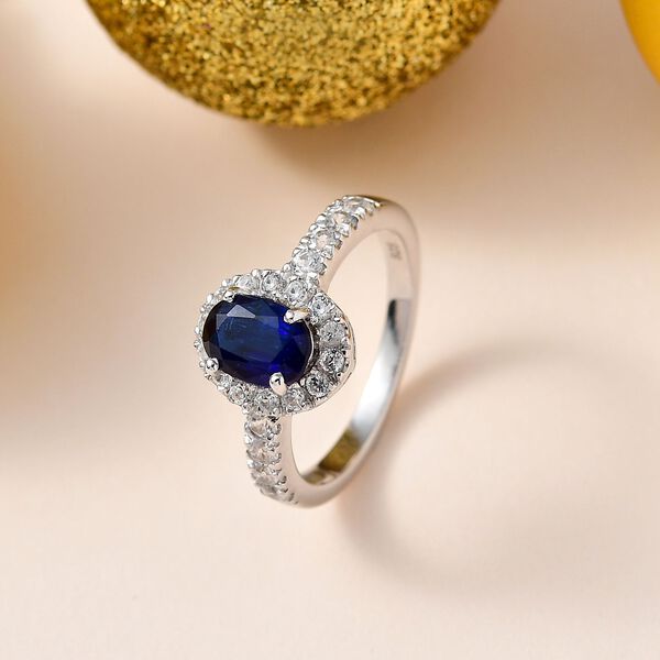 AAA Kyanit, Wei&szlig;er Zirkon Ring, 925 Silber platiniert, (Gr&ouml;&szlig;e 20.00) ca. 1.62 ct image number 2