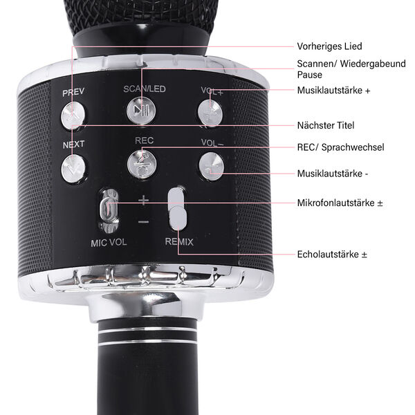 Multifunktions Karaoke Mikrofon, Schwarz image number 5