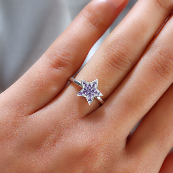 LUSTRO STELLA - Amethyst Zirkonia Stern Ring 925 Silber image number 3