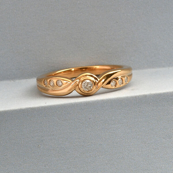 Diamant Ring 925 Silber Gelbgold Vermeil  ca. 0,15 ct image number 2