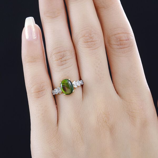 Ammolit und Diamant Ballerina Ring, 925 Silber 750 Gelbgold Vermeil - 1,82 ct. image number 3