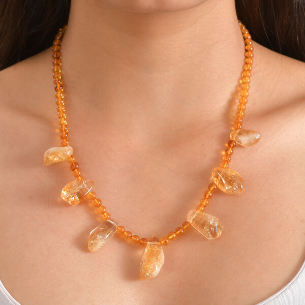 EVER TRUE Citrin, Bernstein Halskette ca. 45 cm + 5 cm Extender, 316L Edelstahl 750 Vergoldet (10-15 Werktage Lieferzeit) image number 2