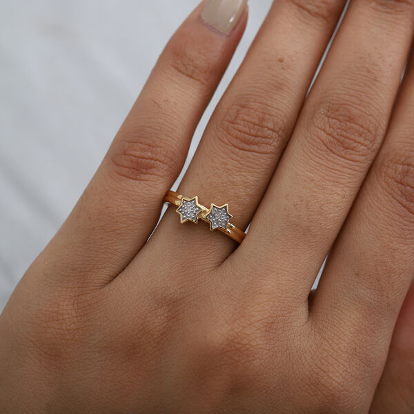 Diamant Sterne Ring 925 Silber 585 Vergoldet image number 3