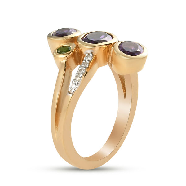 Lusaka Amethyst und Nat&uuml;rlicher Chromdiopsid Ring 925 Silber vergoldet image number 4