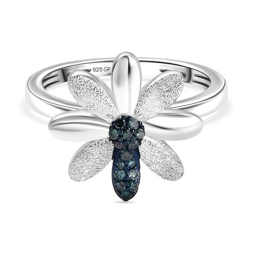 GP Italian Garden Kollektion - Blauer Diamant und Kanchanaburi blauer Saphir Ring, 925 Silber rhodiniert - 0,11 ct. image number 0