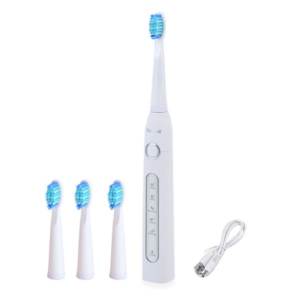 Fairywill- Zahnb&uuml;rste mit 4 B&uuml;rstenk&ouml;pfen, wei&szlig;