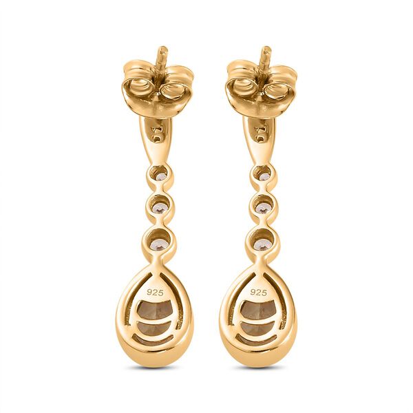 Natürliche, goldene Tansanit und weiße Zirkon-Ohrhänger - 1,50 ct. image number 5