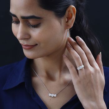 Moissanit Schmuckset, 925 Silber platiniert - 7,19 ct.