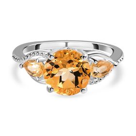 Citrin Ring, 925 Silber (Größe 21.00) ca. 2,26 ct