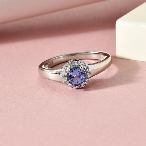 Tansanit und Zirkon Ring 925 Silber platiniert  ca. 0,80 ct image number 2