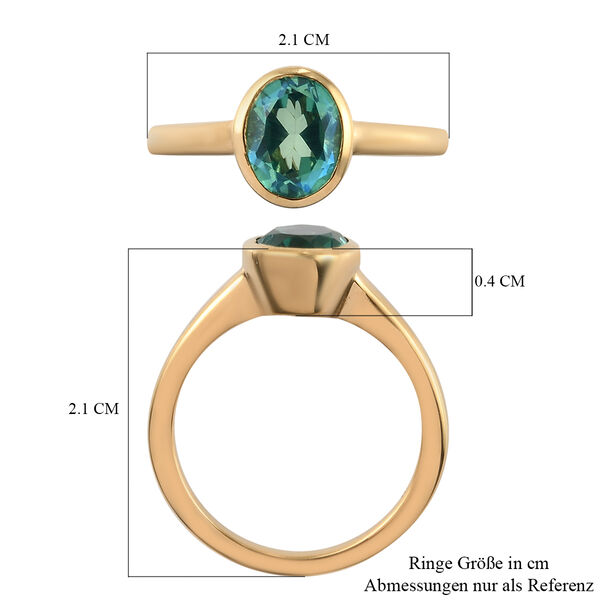 Pfau Triplett Quarz Solit&auml;r Ring 925 Silber vergoldet image number 7