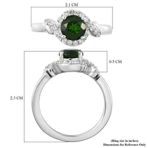 Nat&uuml;rlicher Chromdiopsid und Zirkon Ring 925 Silber platiniert  ca. 1,21 ct image number 7