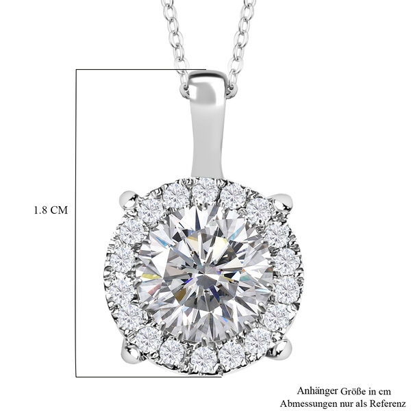 Moissanit Anhänger mit 50cm Kette, 925 Silber rhodiniert - 2 ct. image number 6