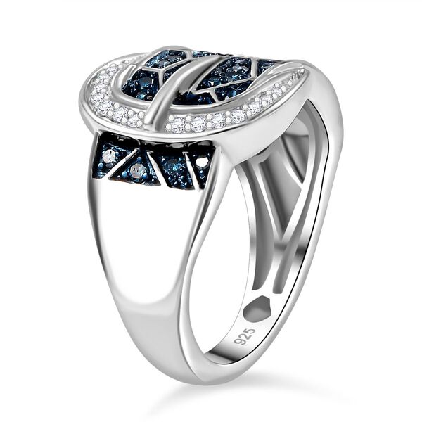 Blauer Diamant Ring 925 Silber rhodiniert (Größe 17.00) ca. 0,50 ct image number 5