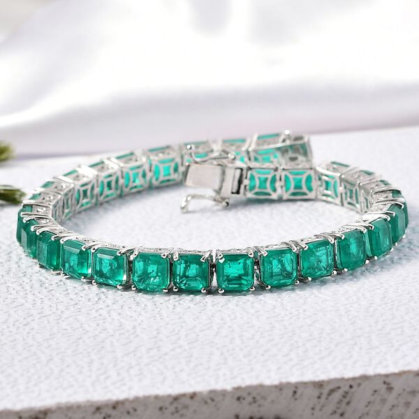 D'Joy Smaragd-Quarz Triplette Armband ca. 19 cm 925 Silber rhodiniert ca. 35,67 ct. image number 2