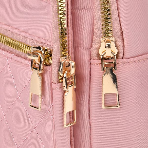 Rucksack mit RFID-Schutz in Steppoptik, 17x7,5x30cm, Rosa image number 6