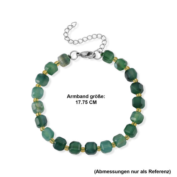 Gr&uuml;ner Achat, Glas Armband ca. Flexibles cm 316L Edelstahl 58.00 ct image number 4