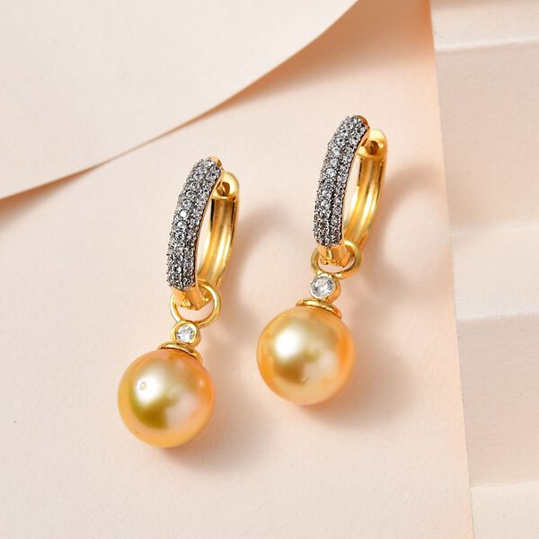 Goldene S&uuml;dsee Perlen Ohrringe, ca. 0.82 ct image number 1