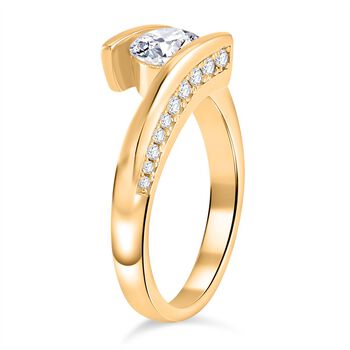 Moissanit Ring, 925 Silber Gelbgold Vermeil - 1,10 ct.