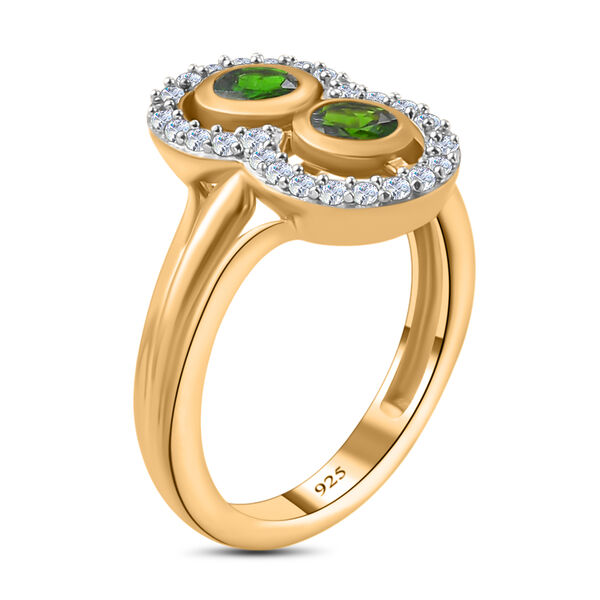Natürlicher Chromdiopsid und Zirkon Ring 925 Silber vergoldet  ca. 0,98 ct image number 5