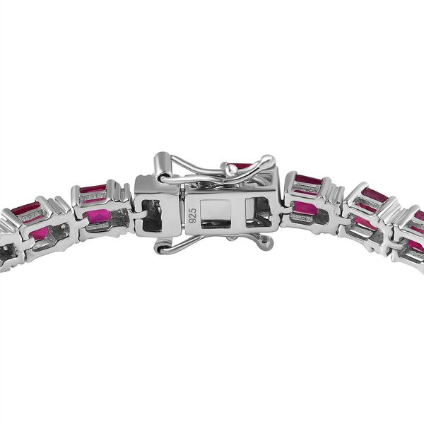 Afrikanischer Rubin (Fissure gefüllt), Weißer Zirkon Armband ca. 19 cm 925 Silber platiniert ca. 17,58 ct. image number 4