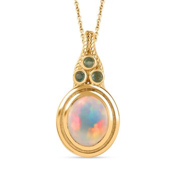 AAA Nat&uuml;rlicher, &auml;thiopischer Welo Opal, Premium-Smaragd Schmuckset 925 Silber Gelbgold Vermeil ca. 2.55 ct