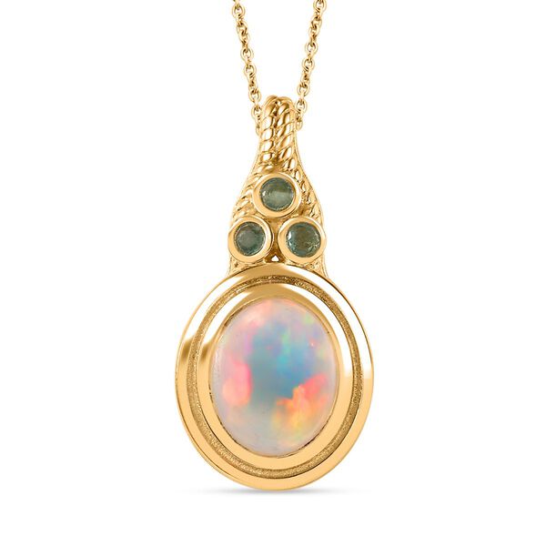 AAA Nat&uuml;rlicher, &auml;thiopischer Welo Opal, Premium-Smaragd Schmuckset 925 Silber Gelbgold Vermeil ca. 2.55 ct
