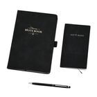 Premium-2er-Set; Notizbuch und Taschentagebuch mit geschnitztem, samtigem Hardcover und Kugelschreiber, Schwarz