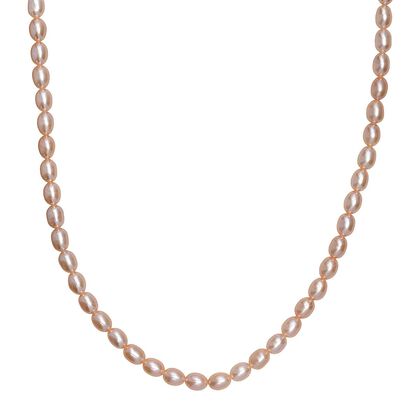 AA Pfirsich-S&uuml;&szlig;wasser Perle Halskette ca. 45 cm 925 Silber 750 Gelbgold Vermeil