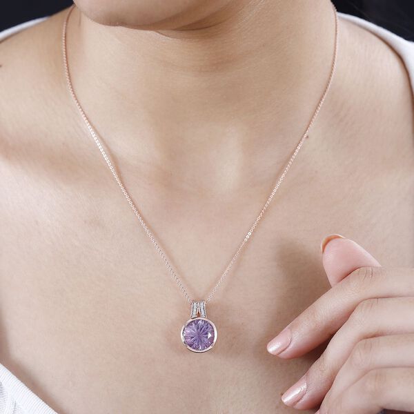 Rose De France Amethyst, Weißer Zirkon Schmuckset 925 Silber 750 Roségold Vermeil ca. 6.84 ct image number 3