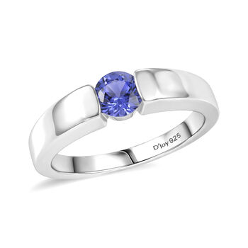 D'Joy Tansanit Ring 925 Silber rhodiniert (Gr&ouml;&szlig;e 21.00) ca. 0,50 ct