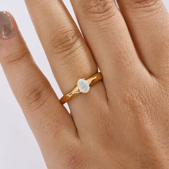 D'Joy nat&uuml;rlicher, &auml;thiopischer Welo Opal Ring, 925 Silber vergoldet - 0,30 ct.