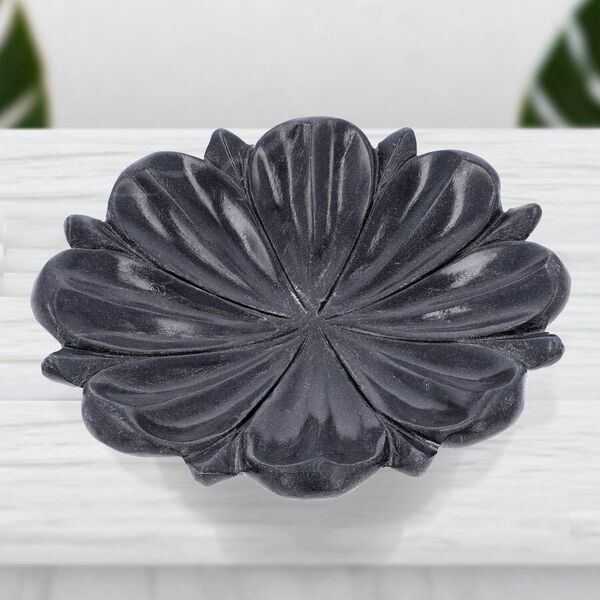 NAKKASHI - Handgeschnitzte Marmorschüssel im Lotos Design, Schwarz image number 3