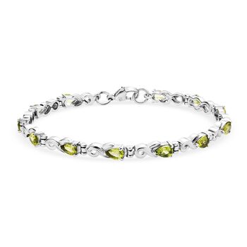 Nat&uuml;rliches Peridot Armband, ca. 19 cm 316L Edelstahl ca. 5.64 ct