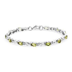 Natürliches Peridot Armband, ca. 19 cm Edelstahl ca. 5.64 ct Natürliches Peridot Armband, ca. 19 cm Edelstahl ca. 5.64 ct