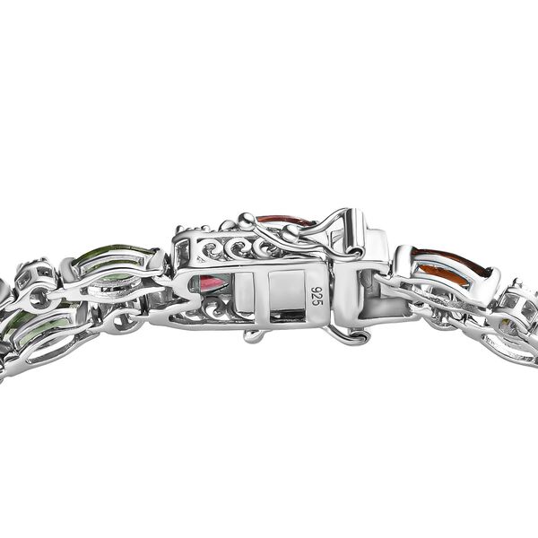 Mehrfach-Turmalin, Wei&szlig;er Zirkon Armband ca. 19 cm 925 Silber platiniert ca. 12,59 ct. image number 4