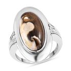 Der Schimmer der Natur - Erdnuss Holz Jaspis Ring 316L Edelstahl (Größe 17.00) ca. 7.75 ct