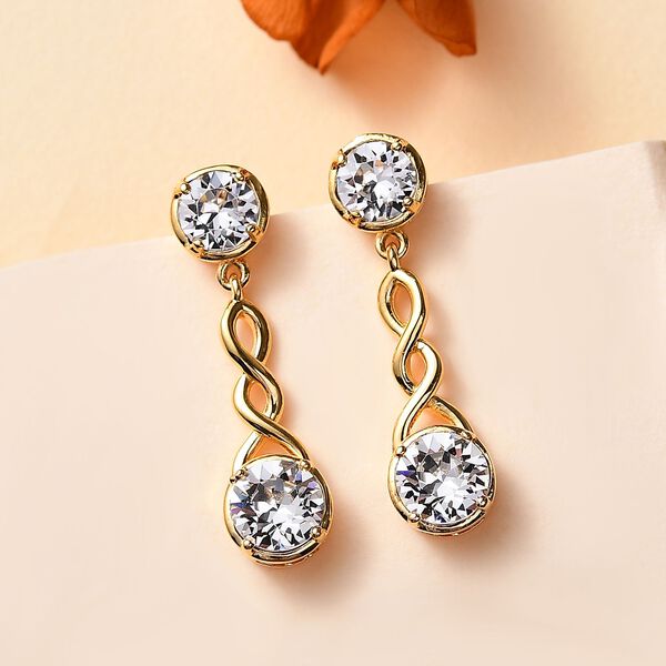 J Francis gefertigt mit SWAROVSKI- Weiße Swarovski Kristall Ohrringe, 925 Silber 750 Gelbgold Vermeil image number 2