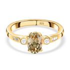 AAA Turkizit und weißer Diamant Ring, 925 Silber Gelbgold Vermeil (Größe 16.00) ca. 0.93 ct