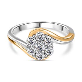 Moissanit Ring, 925 Silber, bicolor, (Größe 18.00) ca. 0.53 ct