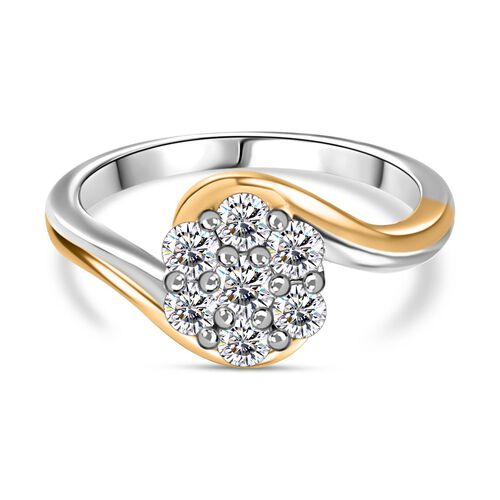 Moissanit Ring, 925 Silber, bicolor, (Größe 18.00) ca. 0.53 ct image number 0