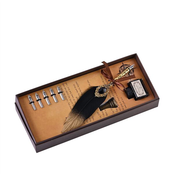 Vintage Kalligraphie-Schreibstift mit Tinte und Geschenkbox image number 11