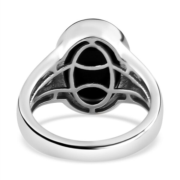 Schwarzer Turmalin und Moissanit Ring, 925 Silber platiniert, ca. 6,28 ct image number 6