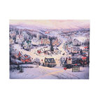 LED-Leinwandbild Festliches Winterdorf, mit 10 warmweißen LEDs und 30 Lichtfasern, Größe 30x40x1,8 cm