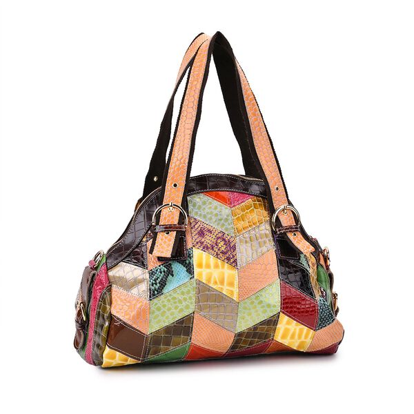 Chaos by Elsie Echtleder Crossbody Tasche mit RFID und Mini-Blitzlampe – Multicolor Animal-Print image number 7
