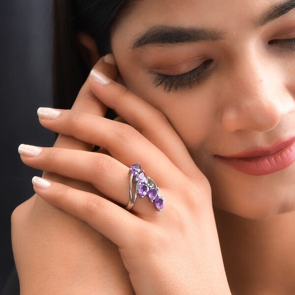 Afrikanischer Amethyst-Ring, (Gr&ouml;&szlig;e 16.00) Edelstahl, ca. 3.23 ct image number 3