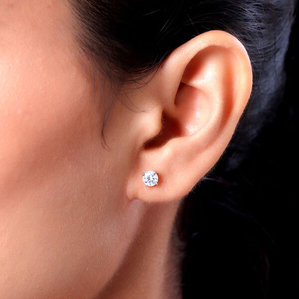 88 Facetten Moissanit Ohrringe, 925 Silber platiniert ca. 0,87 ct image number 3