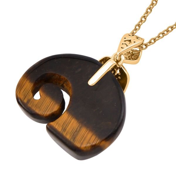 Tigerauge Schmuckset Reines Messing, Reiner Edelstahl IP-Gelbbeschichtung ca. 25.00 ct image number 3