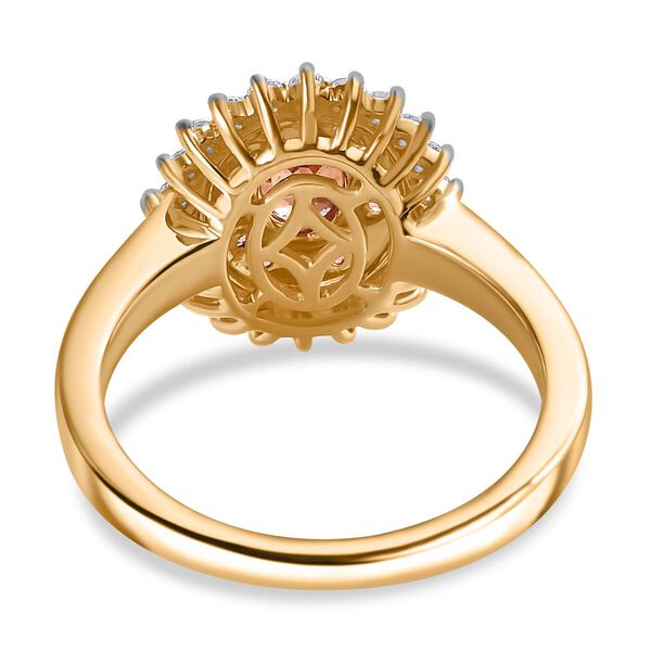 AAA Padparadscha Saphir und Diamant Ring in 585 Gold - 1,60 ct. image number 6